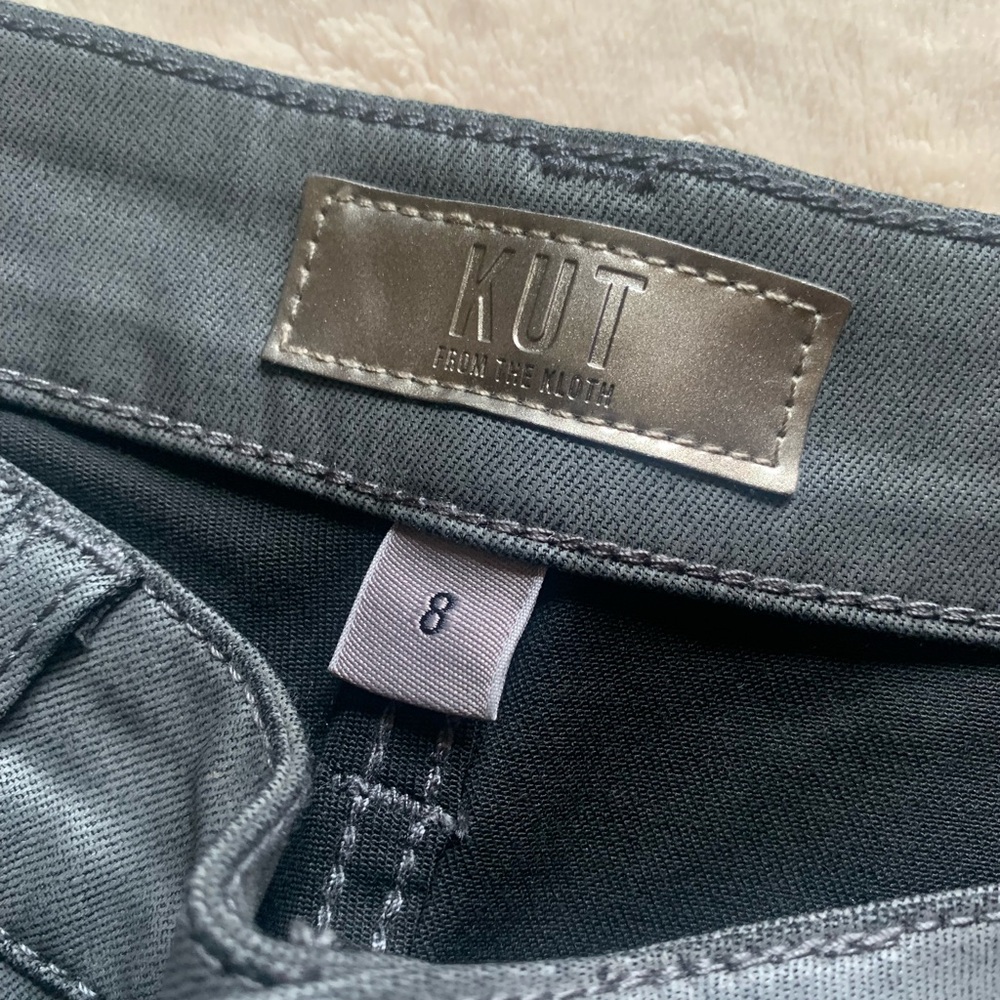 NWT Kut from the Kloth High Rise Kelsey Fab Ab Ankle Flare In coated gray size 8 - Picture 7 of 12